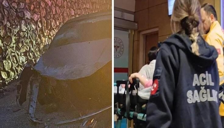 Faciadan dönüldü! Otomobil istinat duvarına çarptı, 3 kişi yaralandı