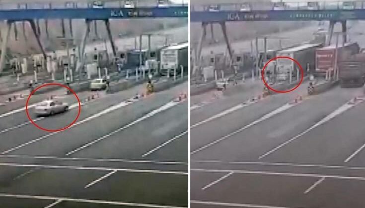 Gişelerde 4 kişinin feci şekilde can verdiği kaza anı kamerada